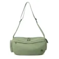 Green nylon crossbody shoulder bag for women, casual daily commuter handbag with strap. - Light Green