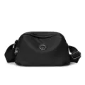 Casual women's nylon crossbody shoulder bag, lightweight waterproof daily travel fashion handbag. - Black