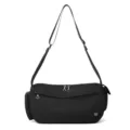 Black nylon shoulder crossbody bag, casual large capacity daily commuting tote pack for women. - Black