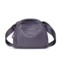 Purple nylon crossbody bag for women, casual shell shoulder bag with front zipper pocket. - Purple
