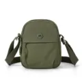 Casual nylon crossbody bag in military green with zipper pockets and adjustable shoulder strap - Green