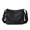 Black nylon casual crossbody bag for women, stylish minimalist shoulder bag with large capacity. - Black