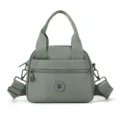Sage green nylon crossbody bag, casual multi-compartment shoulder handbag for women and girls. - Green