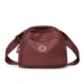 Women's nylon crossbody shell bag, casual solid color lightweight single shoulder bag, maroon. - Red