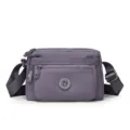 Grey nylon crossbody shoulder bag with multi pockets and adjustable strap casual style sku - Purple