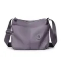 Purple Nylon Crossbody Bag, Casual Shoulder Bag, Daily Travel Commuter Purse with Zipper - Purple