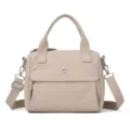 Casual beige nylon crossbody bag, stylish women's shoulder bag with top handle and strap. - Khaki