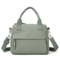 Korean style solid color casual crossbody bag with shoulder strap and zipper pocket. - Light Green