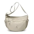 Women's nylon shoulder bag multi-pocket casual crossbody bag stylish daily handbag. - White