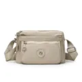 Stylish nylon crossbody bag with multi-pocket design, casual shoulder bag for daily use. - White