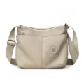 Casual nylon crossbody shoulder bag for women, large capacity daily commuter multi pocket purse. - White