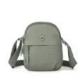 Green nylon crossbody bag for women, lightweight casual small shoulder bag with zipper pockets. - Light Green