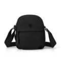 Lightweight nylon crossbody bag for women, casual black shoulder bag with zippered pockets. - Black