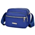 Waterproof Oxford cloth women's shoulder bag, multi-zipper blue messenger bag for daily commute. - Blue