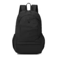 Minimalist black backpack for women, lightweight casual daypack for school, travel, work, and daily commute. - Black