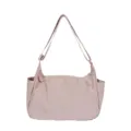 Pink fabric shoulder bag, casual crossbody tote bag with zipper and side pockets for women. - Light Pink
