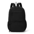 Classic Black Nylon Backpack Casual School Bookbag Travel Daypack with Multi Pockets - Black