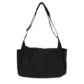 Black padded shoulder bag, large capacity casual crossbody tote for women daily commute. - Black