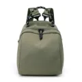 Green nylon casual backpack for women, lightweight commuter travel daypack with zipper pocket. - Green