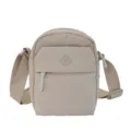 Mini casual crossbody bag for women, simple solid color fabric messenger phone bag. - Off White