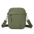 Green small crossbody bag for women, casual minimalist mini messenger phone bag with canvas strap. - Green