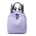 Light purple waterproof nylon minimalist women backpack casual travel school daypack bag - Purple