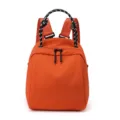 Orange nylon backpack, casual women's daypack with top handles and secure zip closure. - Orange