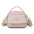 Women casual nylon crossbody bag urban minimalist shoulder bag with top handle and strap. - Khaki
