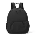 Casual black canvas backpack for women, lightweight small daypack for outdoor travel school. - Black