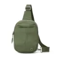 Sac bandoulière en nylon décontracté pour femme, sac de poitrine de voyage extérieur léger. - Vert foncé