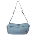 Light blue nylon crossbody shoulder bag, casual dumpling handbag with adjustable strap. - Sky Blue