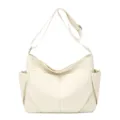 Casual multi-pocket nylon crossbody shoulder bag, lightweight waterproof daily handbag for women. - Off White