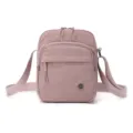 Casual crossbody shoulder bag for women, lightweight nylon daily purse with zipper pockets. - Lotus root pink