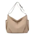 Casual nylon crossbody bag with multiple pockets, large capacity shoulder bag for daily use. - Khaki