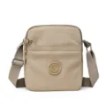Casual multi-compartment khaki nylon shoulder bag, lightweight waterproof crossbody bag. - Khaki