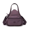 Purple nylon crossbody bag, casual women's shoulder bag, lightweight commuter handbag. - Purple