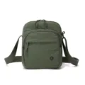 Casual nylon crossbody small square bag, lightweight daily shoulder bag in army green. - Matcha Puff