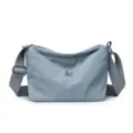 Women Crossbody Bag Casual Nylon Shoulder Bag Multi-layer Solid Color Light Blue Variant - Blue