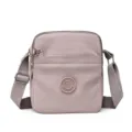 Lightweight nylon waterproof women crossbody shoulder bag with multi-compartments in pink. - Light Pink