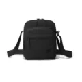 Minimalist black crossbody bag, casual daily shoulder bag for phone and essentials, sleek design. - Black