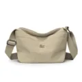 Casual nylon crossbody bag for women, compact multi-layer solid color shoulder bag for daily use. - Khaki