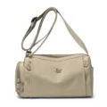 New women's casual multi-pocket shoulder bag, stylish commuter messenger bag in beige. - Khaki