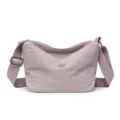 Dusty pink nylon crossbody bag, casual multi-layer shoulder bag with adjustable strap. - Light Pink