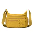 Casual nylon shoulder bag for women, multi-compartment crossbody bag with zipper pockets. - Yellow