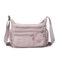 Pink multi-pocket nylon shoulder bag casual crossbody bag for women daily commute style - Light Pink