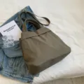 Casual canvas shoulder bag for women, large capacity stylish top-handle tote cross body. - Olive Color