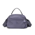 Stylish casual purple nylon crossbody bag with top handle, multi-layer design, and convenient storage. - Light Purple