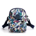 Mini nylon crossbody shoulder bag, colorful abstract print casual phone bag with strap. - Colorful Thorns