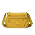 Yellow nylon crossbody bag, casual small shoulder bag with multiple zippered pockets - Yellow