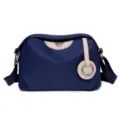 Blue nylon crossbody bag for women, large capacity shoulder bag with stylish leather accents. - Blue